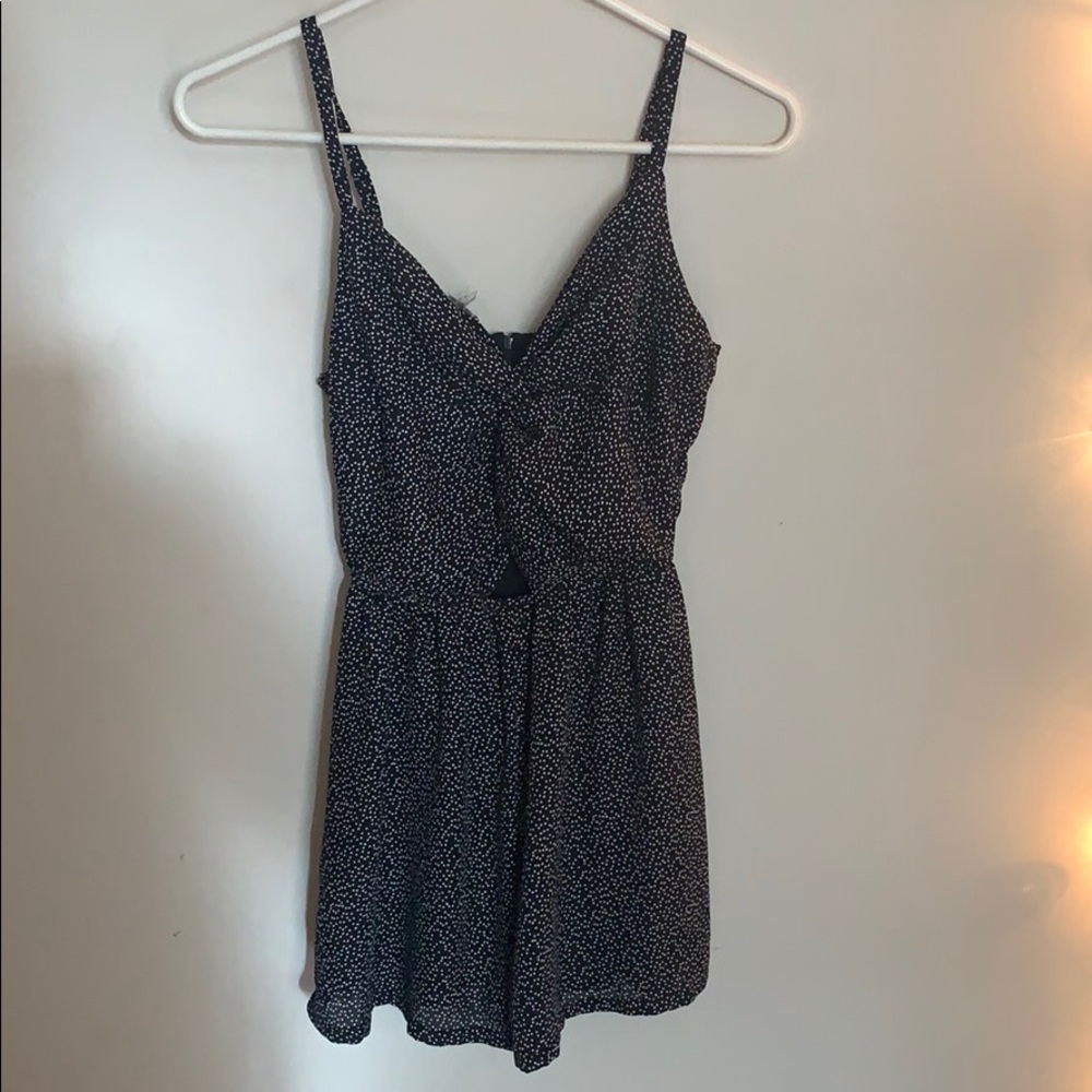 black and white dotted romper